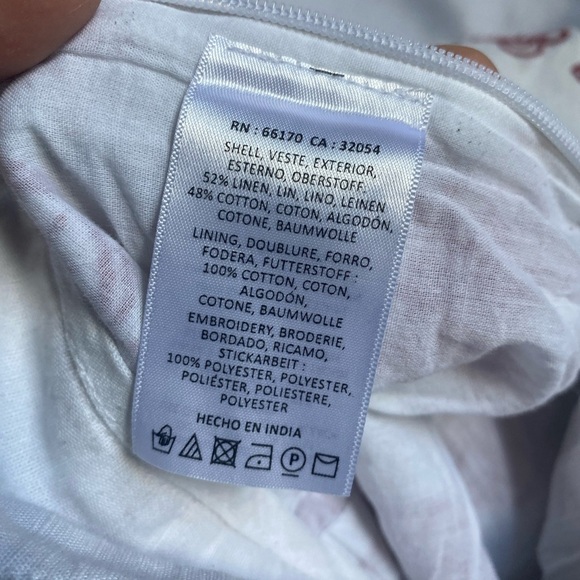 Anthropologie Ett Twa Jadida Embroidered Linen Blend Fully Lined Pant 4 TALL - Picture 7 of 10